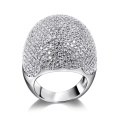 Micropave simulierter Diamant weißer Saphir 925 Sterling Silber Ring